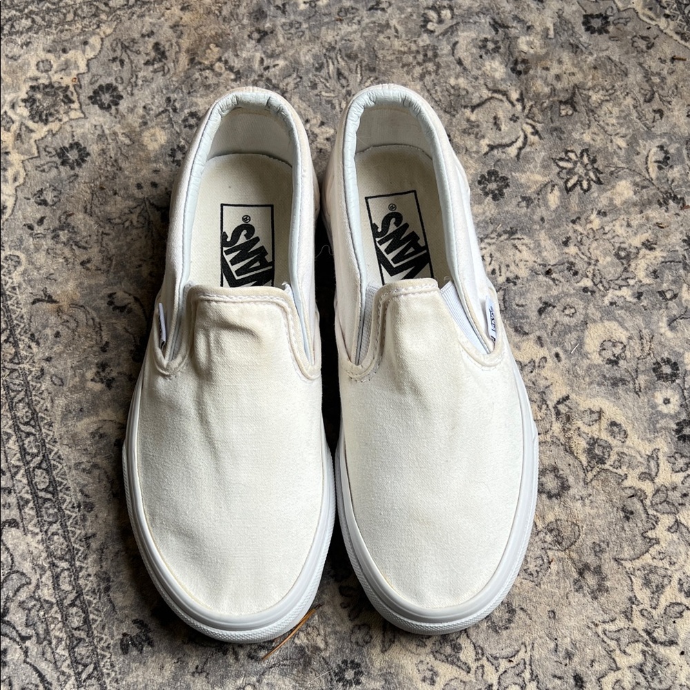 Vans White Slip-On Canvas Sneakers - Picture 2 of 4